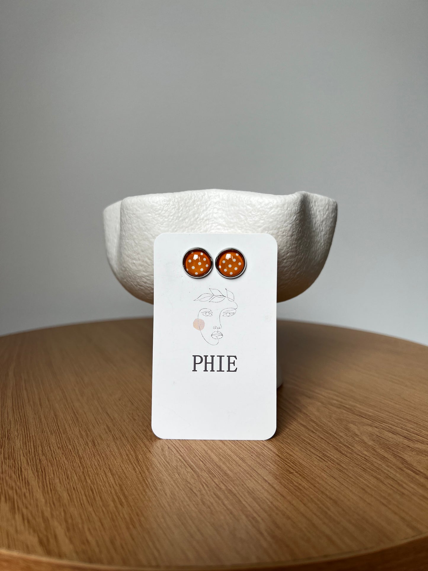 12mm Studs - Orange Poker Dots